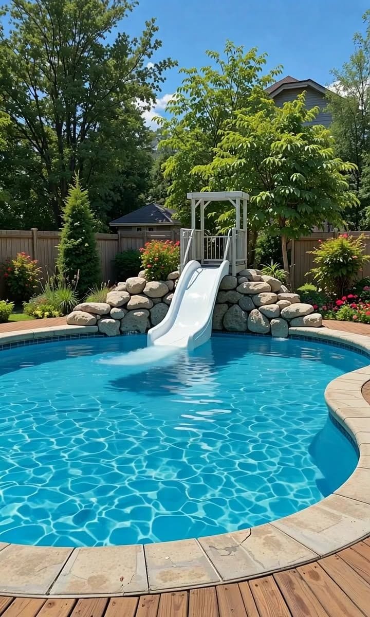 Swimming pool with slides